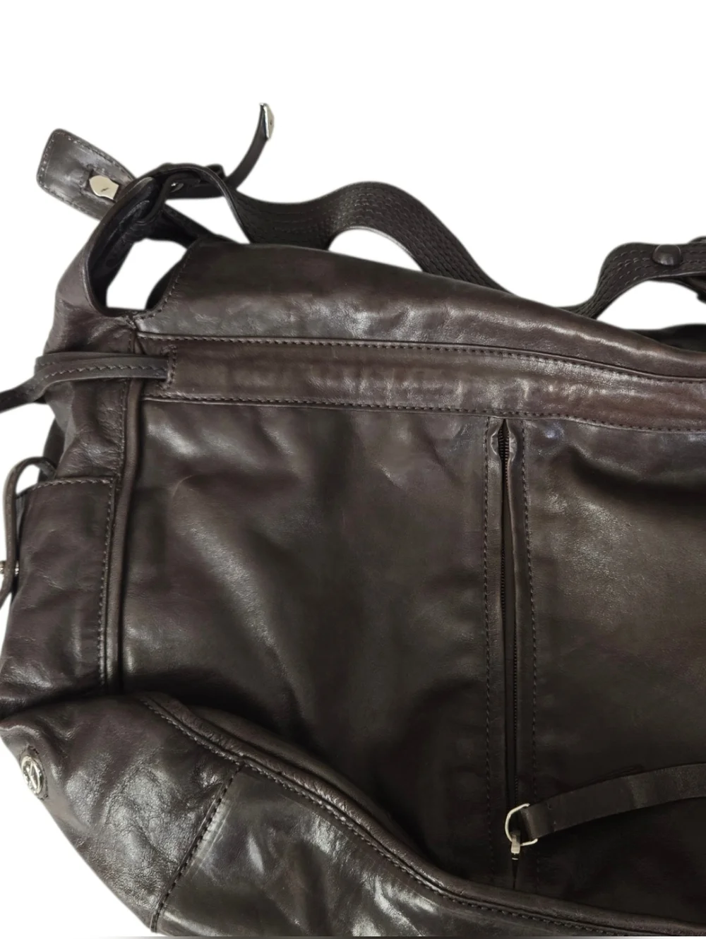 Francesco Biasia Brown Leather Backpack Italian Slouchy Minimalist Bag